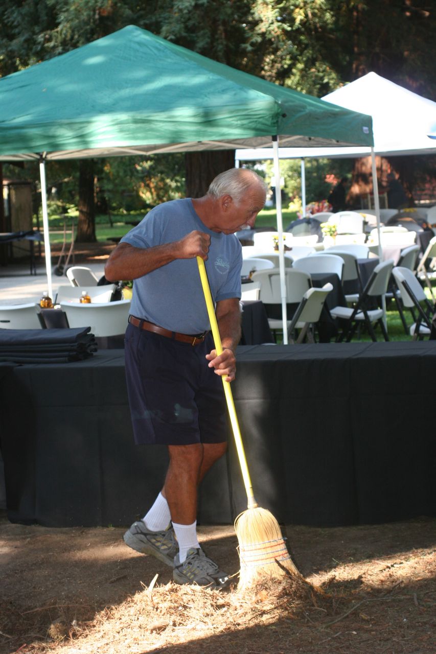 Frank Seman sweeping, the day of the reunion